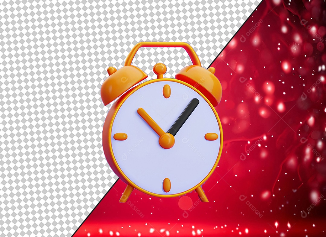 Despertador Alarme Relógio Laranja Elemento 3D para Composição PSD