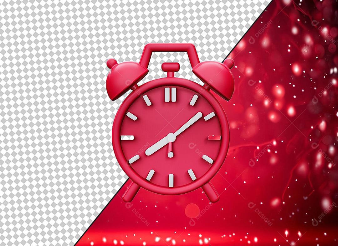 Despertador Alarme Relógio Rosa Elemento 3D para Composição PSD