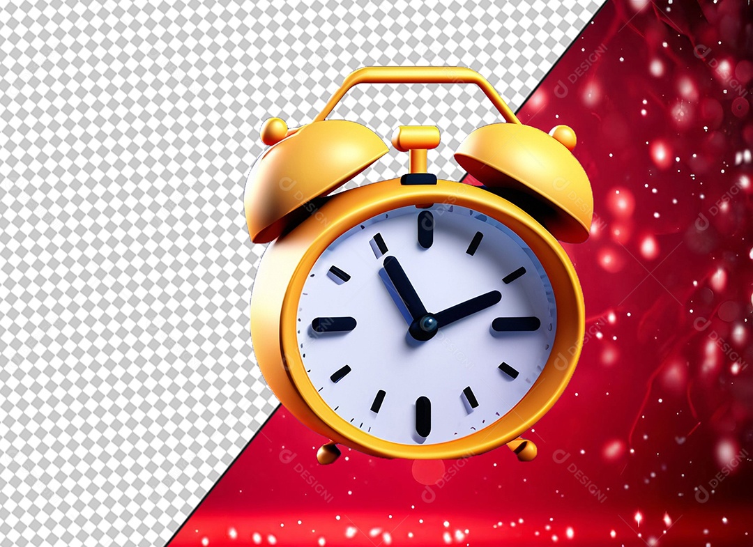 Despertador Alarme Relógio Amarelo Elemento 3D para Composição PSD