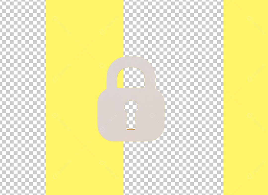 Cadeado de Fechadura Elemento 3D Cinza para Composição PSD