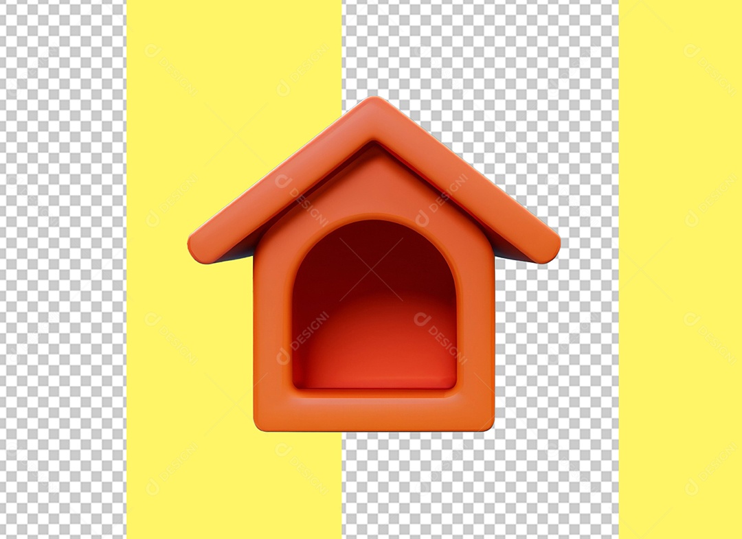 Elemento 3D Casinha De Cachorro Vermelho para Composição PSD