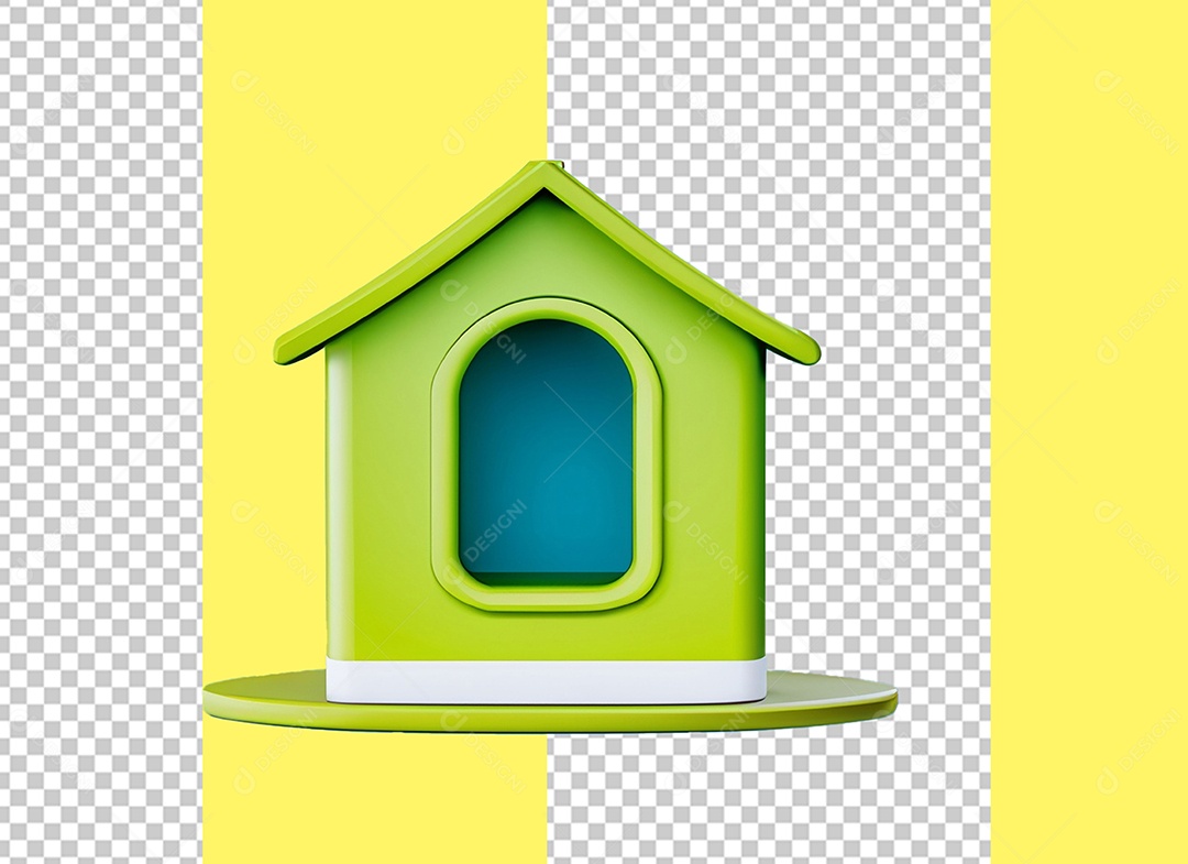 Elemento 3D Casinha De Cachorro Verde para Composição PSD