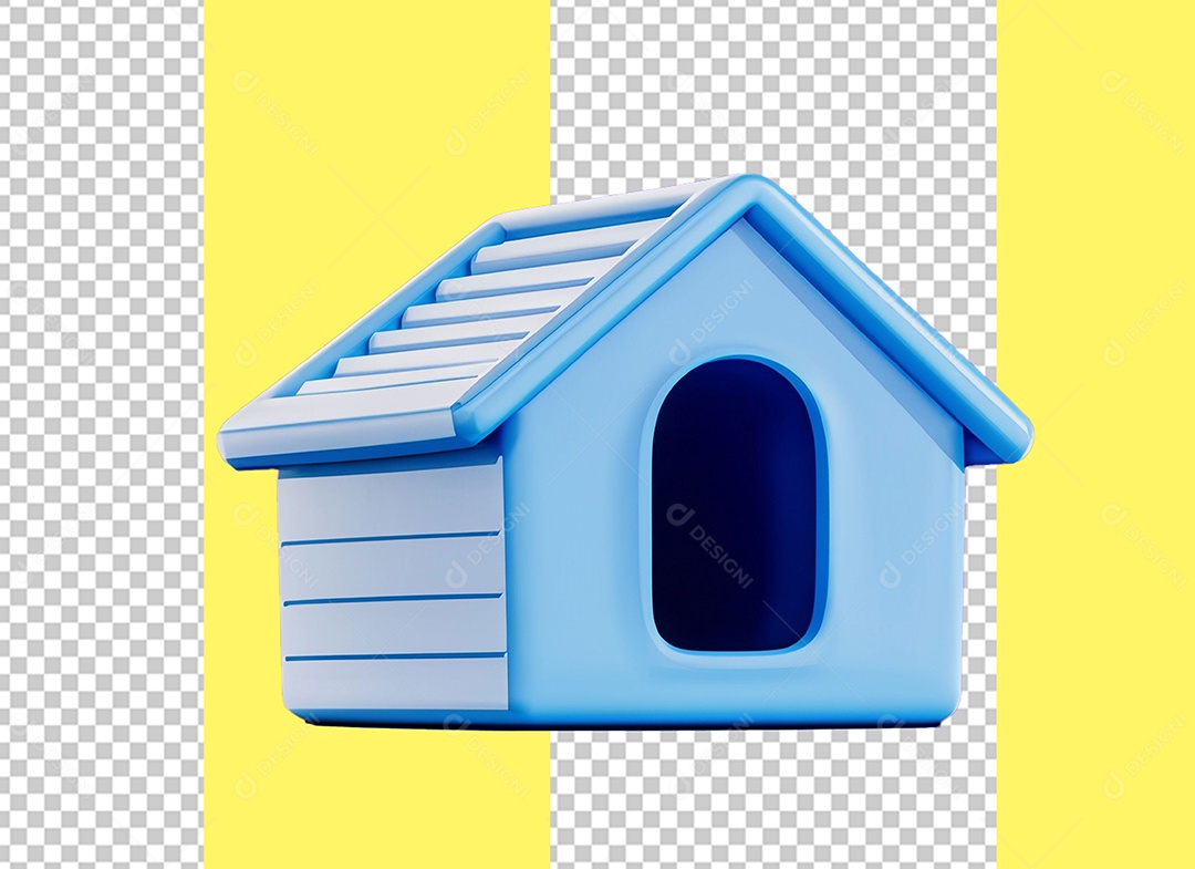 Elemento 3D Casinha De Cachorro Azul para Composição PSD