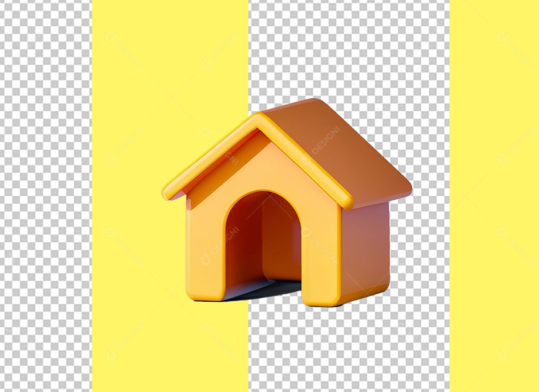 Elemento 3D Casinha De Cachorro Amarelo para Composição PSD