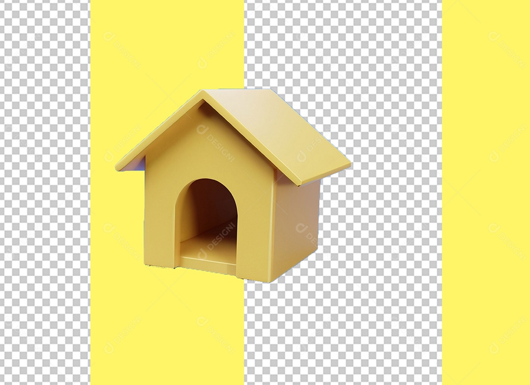 Casinha De Cachorro Elemento 3D Dourado para Composição PSD