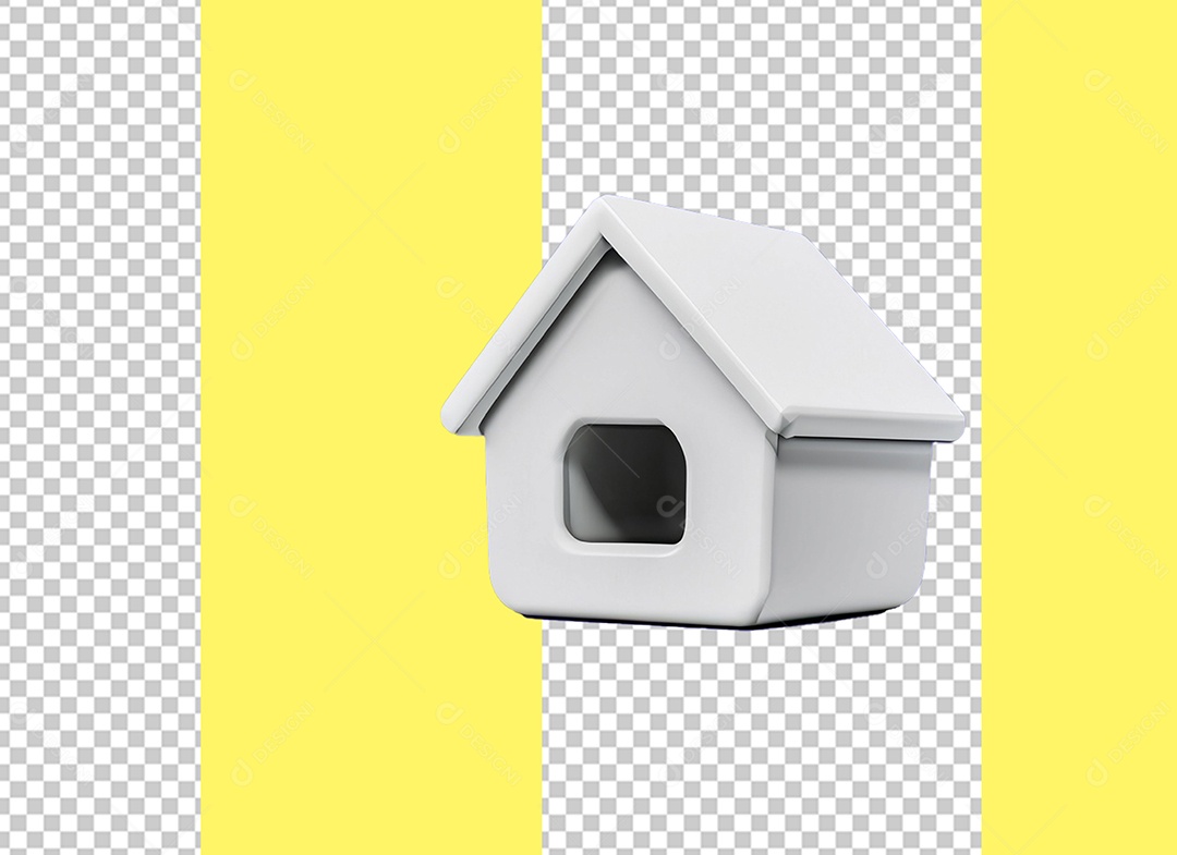 Casinha De Cachorro Elemento 3D Branco para Composição PSD