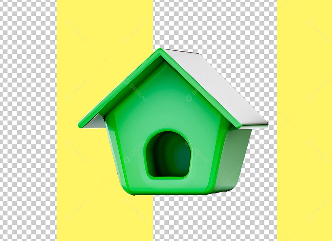 Casinha De Cachorro Elemento 3D Verde Cinza para Composição PSD