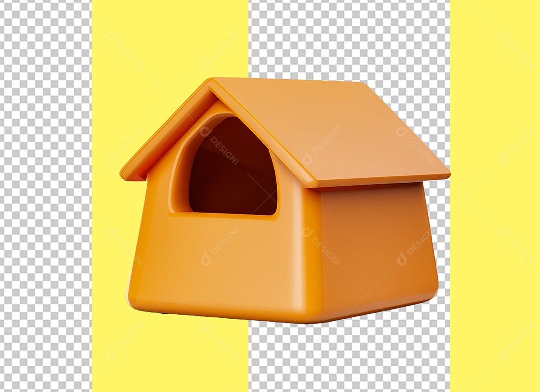 Casinha De Cachorro Elemento 3D Laranja para Composição PSD