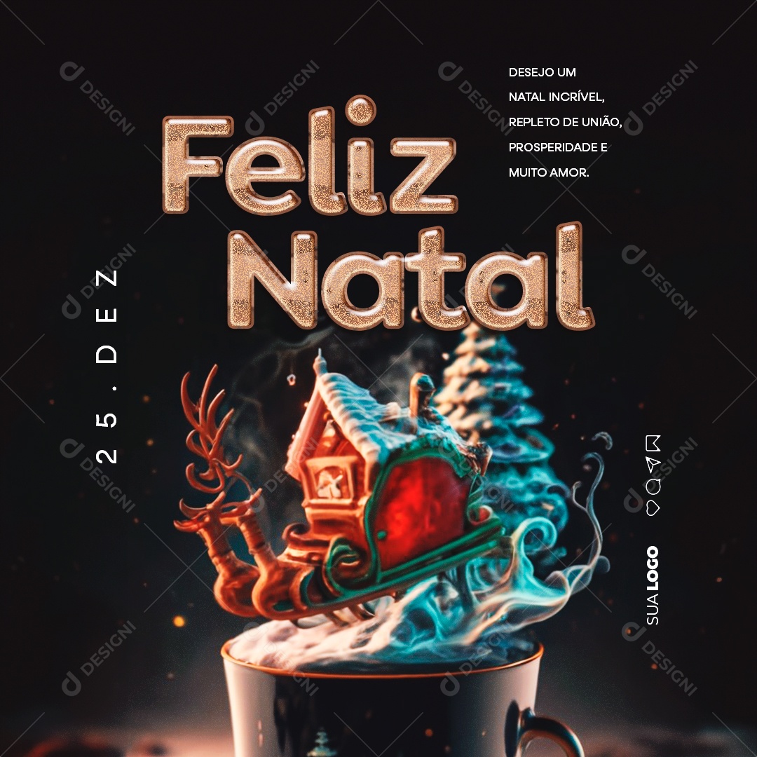 Feliz Natal Desejo um Natal Incrível Repleto de União Social Media PSD Editável