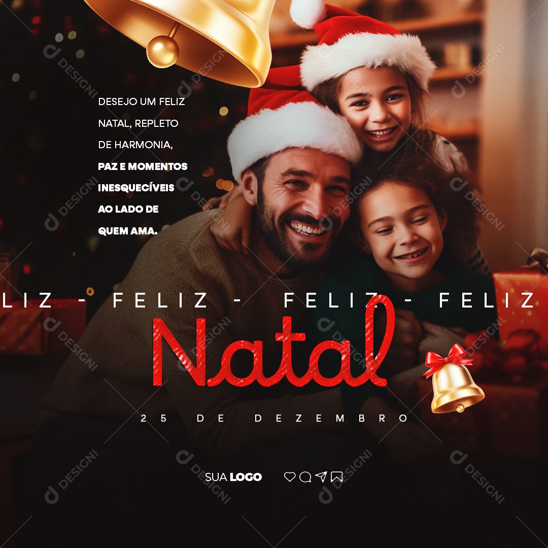 Desejo um Feliz Natal Repleto de Harmonia Paz e Momentos Inesquecíveis Social Media PSD Editável