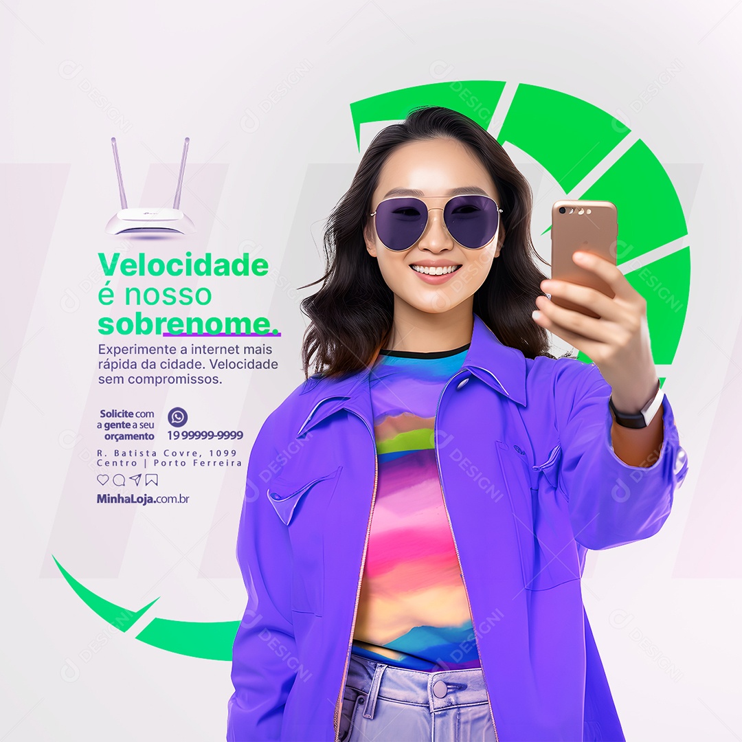 Provedor De Internet Velocidade é Nosso Sobrenome Experimente a Internet mais Rápida da Cidade Social Media PSD Editável