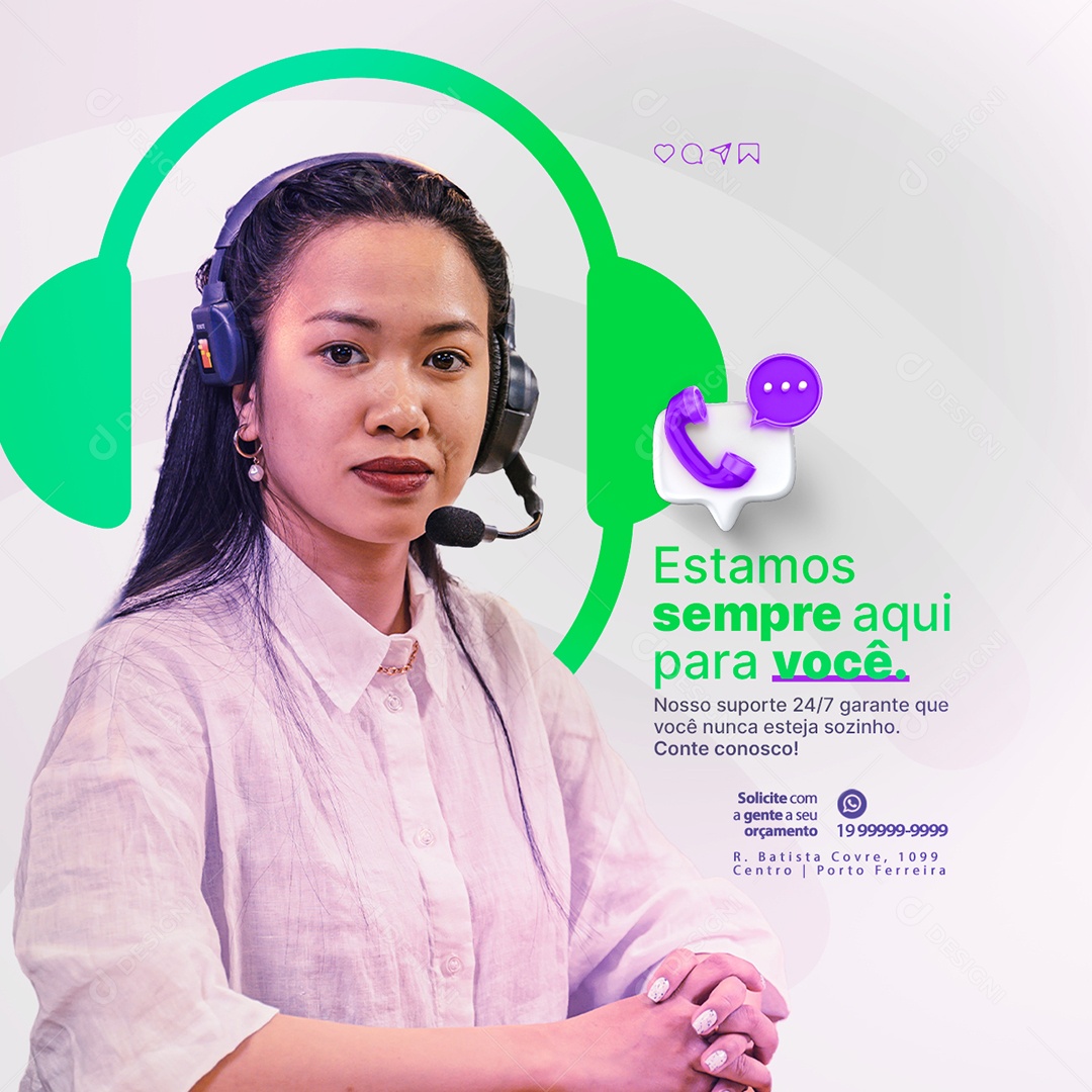 Provedor De Internet Estamos Sempre Aqui para Você Conte Conosco Social Media PSD Editável