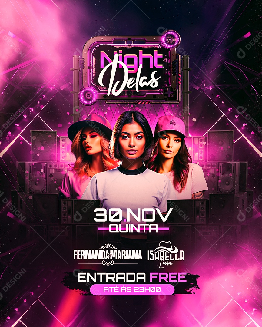 Flyer Night Delas Fernanda & Mariana Isabella Lima Social Media PSD Editável