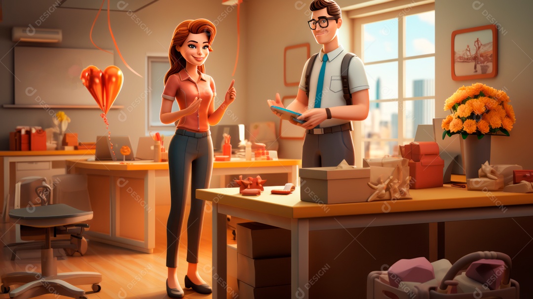 Dia Internacional da Mulher, 8 de março, desenho animado 3D, estilo IA generativo.