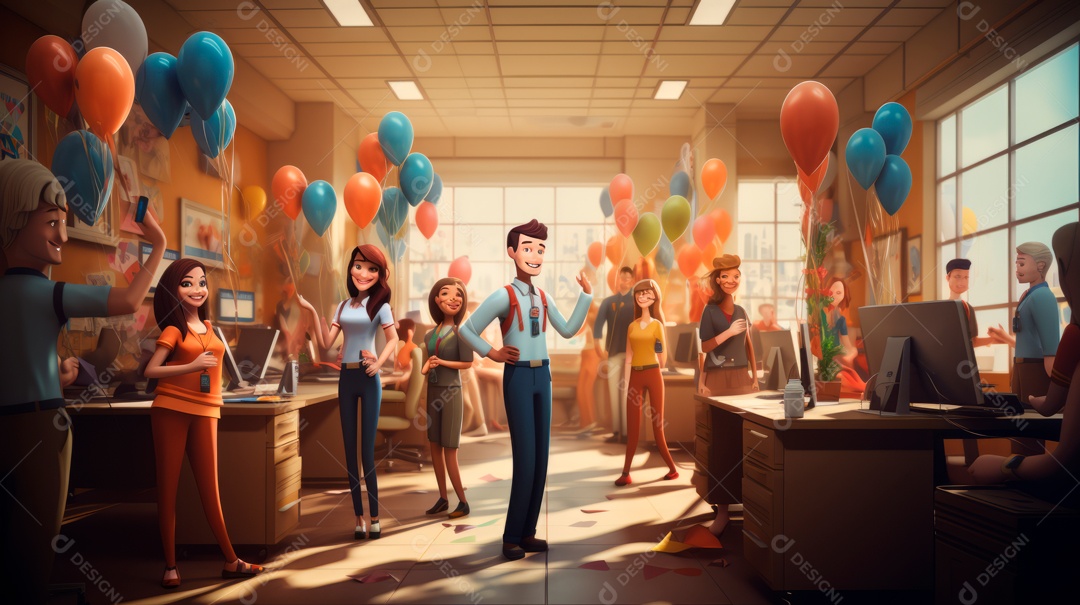 Desenho animado do Dia de Valorização do Funcionário, estilo de renderização 3D 1º de março Generative AI.