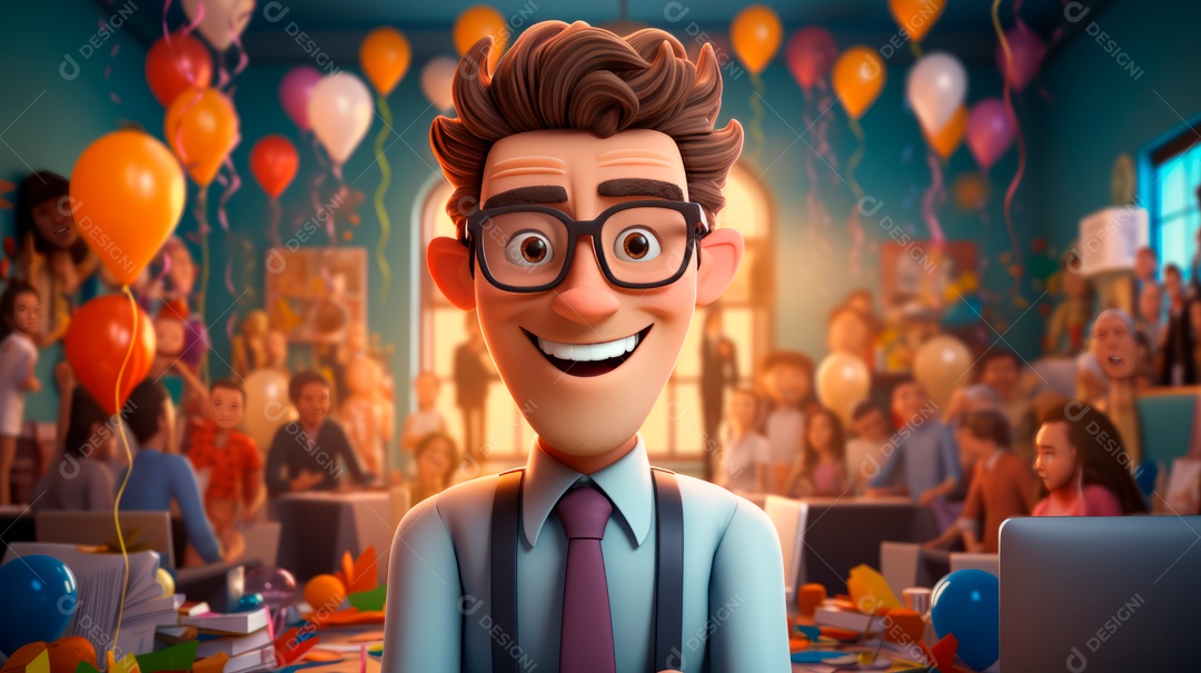 Desenho animado do Dia de Valorização do Funcionário, estilo de renderização 3D 1º de março Generative AI.