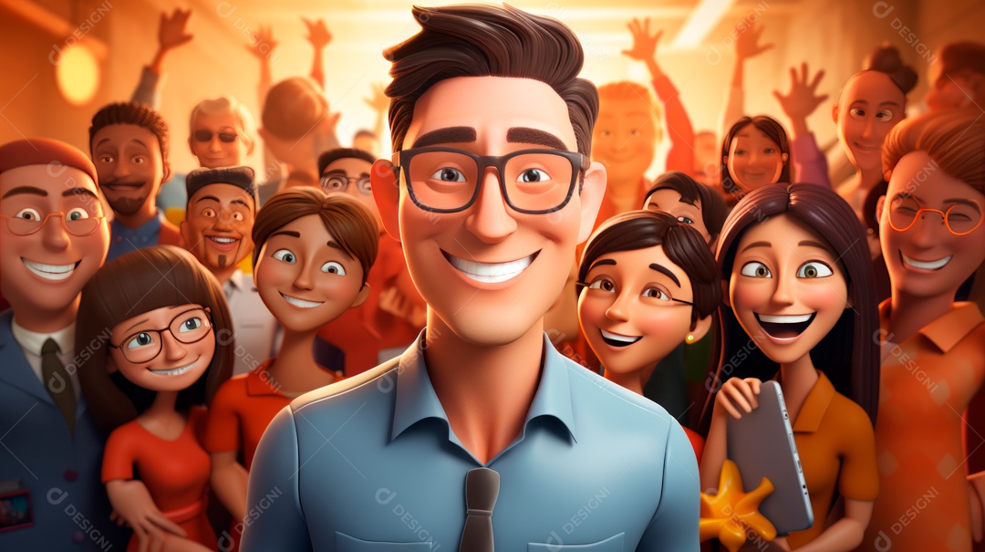 Desenho animado do Dia de Valorização do Funcionário, estilo de renderização 3D 1º de março Generative AI.