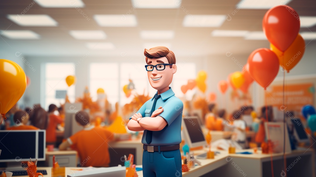 Desenho animado do Dia de Valorização do Funcionário, estilo de renderização 3D 1º de março Generative AI.