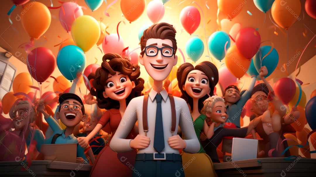 Desenho animado do Dia de Valorização do Funcionário, estilo de renderização 3D 1º de março Generative AI.