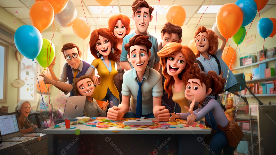 Desenho animado do Dia de Valorização do Funcionário, estilo de renderização 3D 1º de março Generative AI.