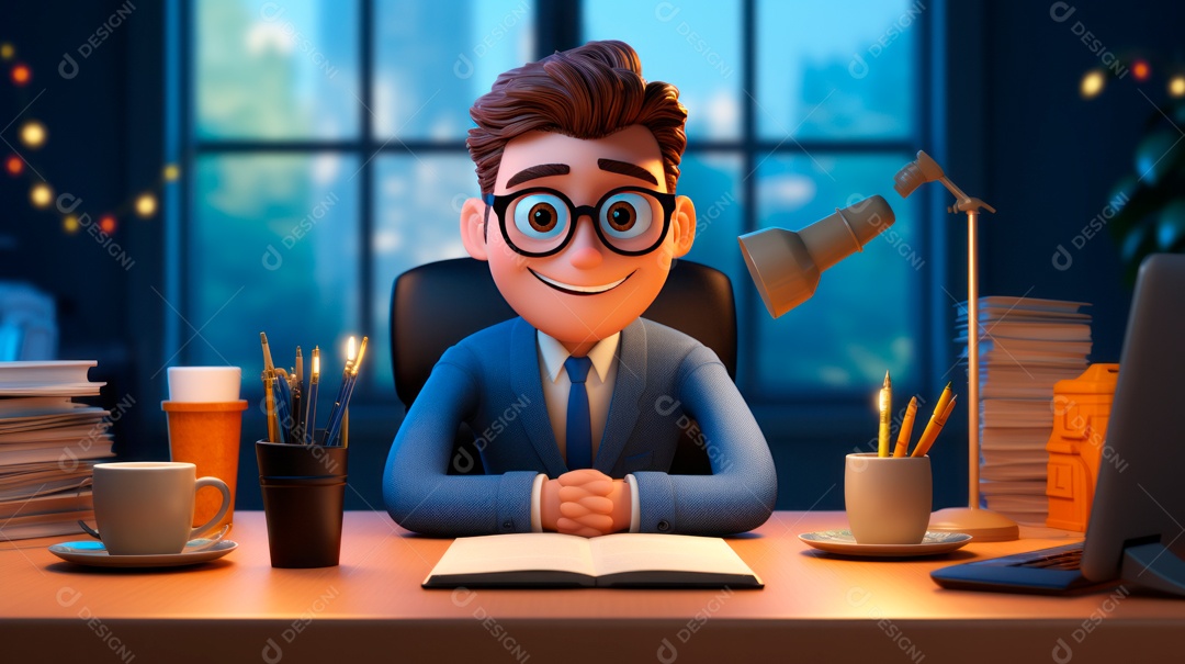 Desenho animado do Dia de Valorização do Funcionário, estilo de renderização 3D 1º de março Generative AI.