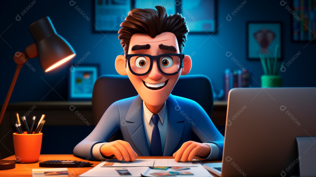 Desenho animado do Dia de Valorização do Funcionário, estilo de renderização 3D 1º de março Generative AI.