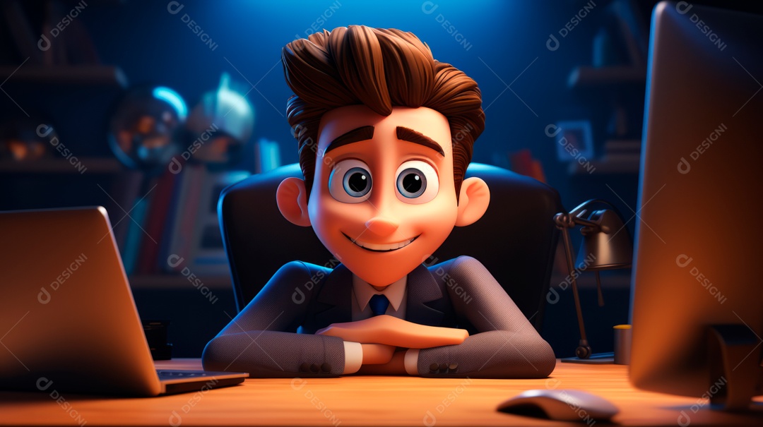 Desenho animado do Dia de Valorização do Funcionário, estilo de renderização 3D 1º de março Generative AI.