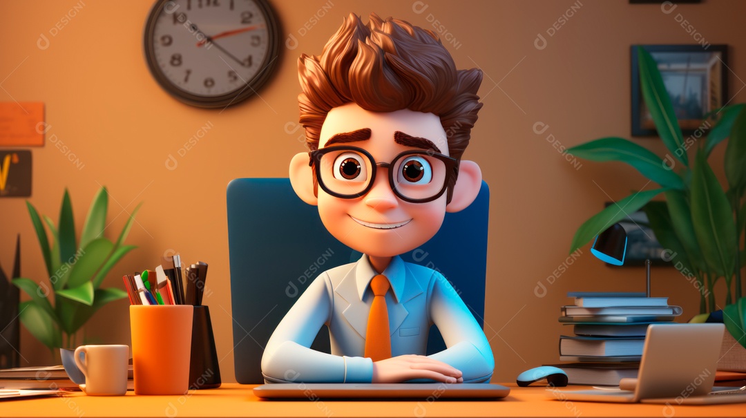 Desenho animado do Dia de Valorização do Funcionário, estilo de renderização 3D 1º de março Generative AI.