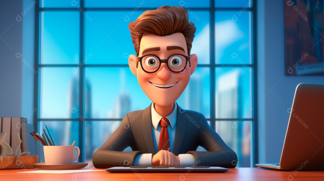 Desenho animado do Dia de Valorização do Funcionário, estilo de renderização 3D 1º de março Generative AI.