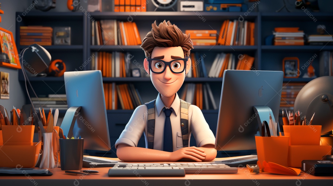 Desenho animado do Dia de Valorização do Funcionário, estilo de renderização 3D 1º de março Generative AI.