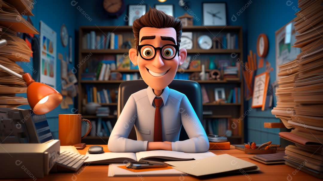 Desenho animado do Dia de Valorização do Funcionário, estilo de renderização 3D 1º de março Generative AI.