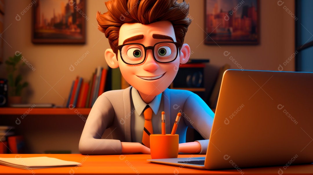 Desenho animado do Dia de Valorização do Funcionário, estilo de renderização 3D 1º de março Generative AI.