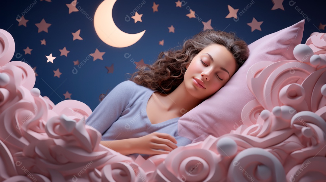 Desenho infantil Dia Mundial do Sono, 15 de março IA generativa.