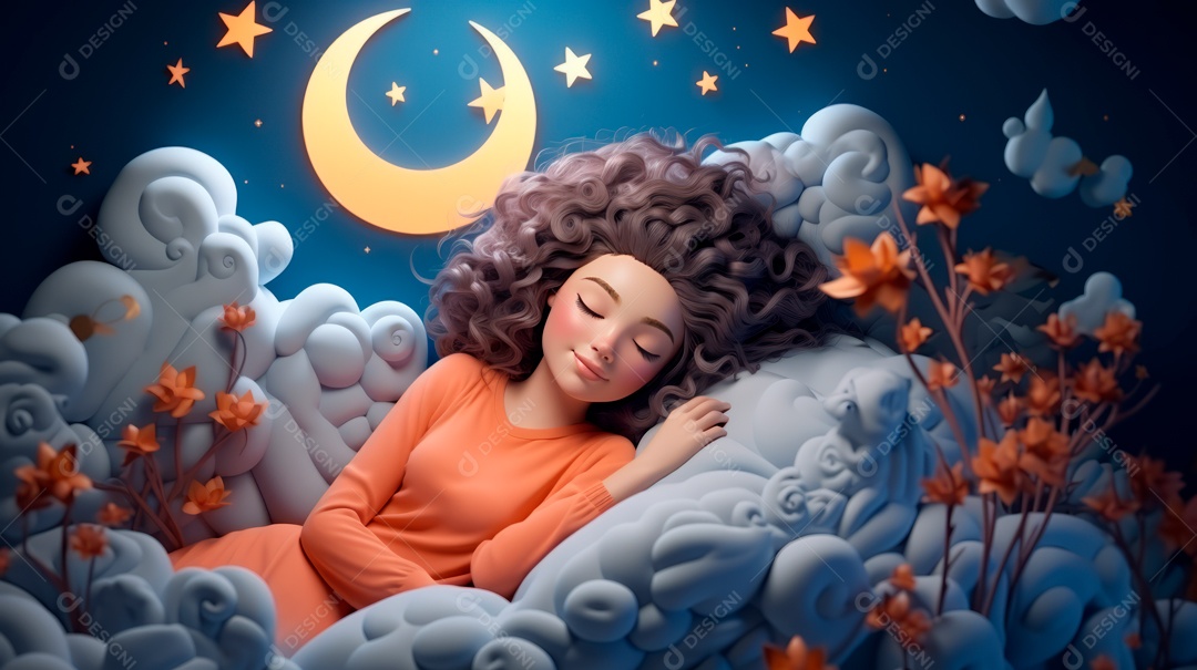 Desenho infantil Dia Mundial do Sono, 15 de março IA generativa.