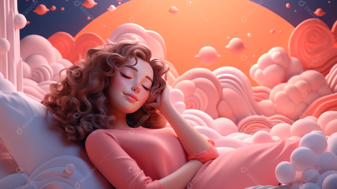 Desenho infantil Dia Mundial do Sono, 15 de março IA generativa.