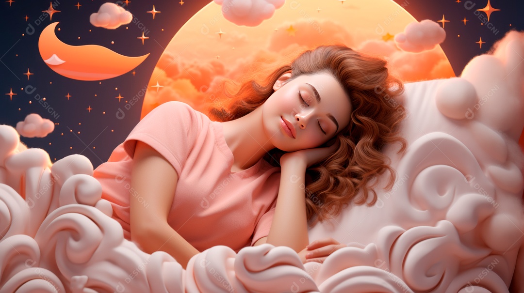 Desenho infantil Dia Mundial do Sono, 15 de março IA generativa.