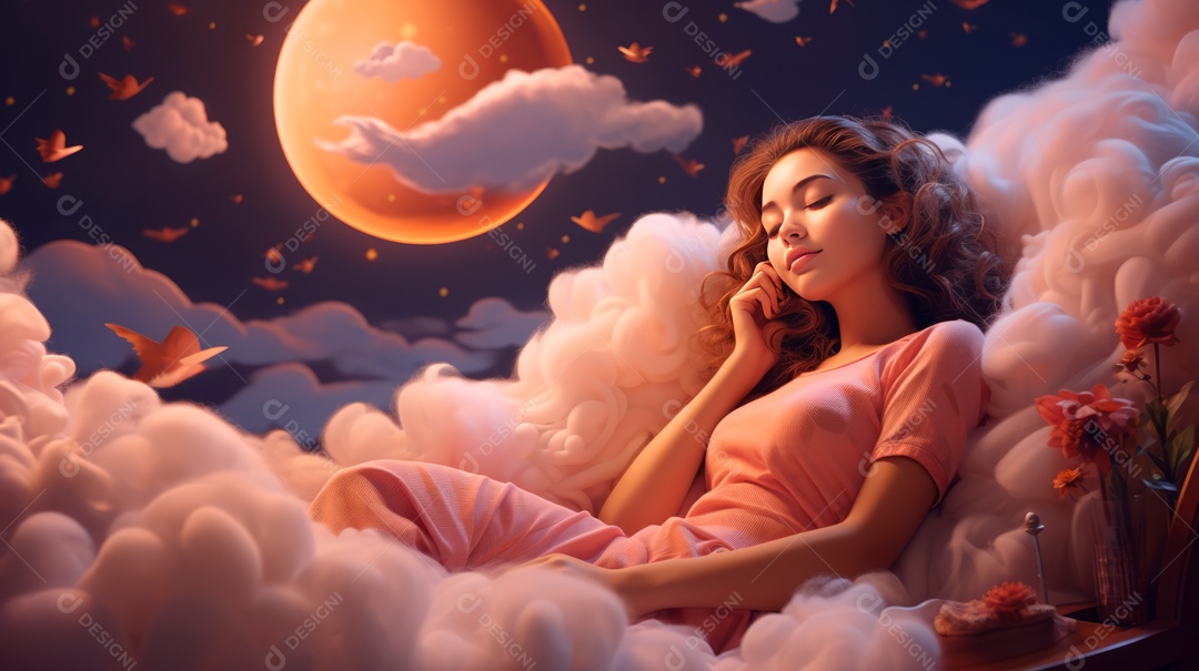 Desenho infantil Dia Mundial do Sono, 15 de março IA generativa.