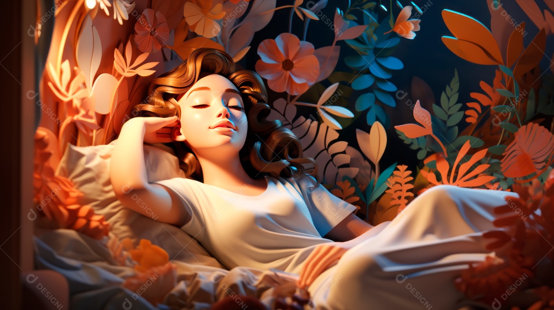 Desenho infantil Dia Mundial do Sono, 15 de março IA generativa.