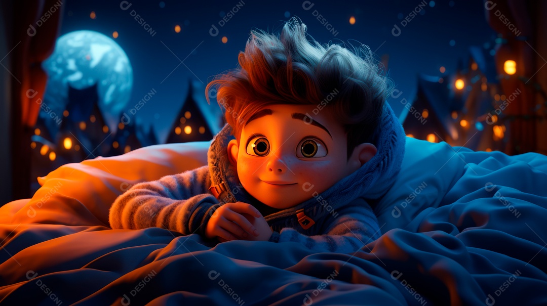 Desenho infantil Dia Mundial do Sono, 15 de março IA generativa.