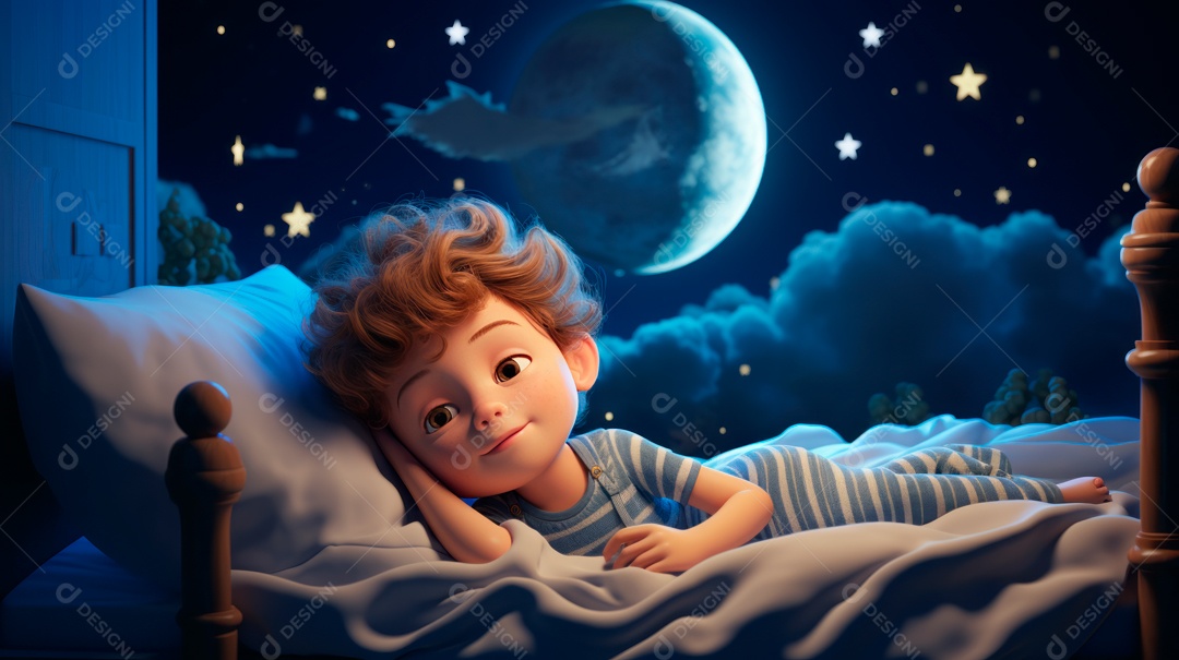 Desenho infantil Dia Mundial do Sono, 15 de março IA generativa.