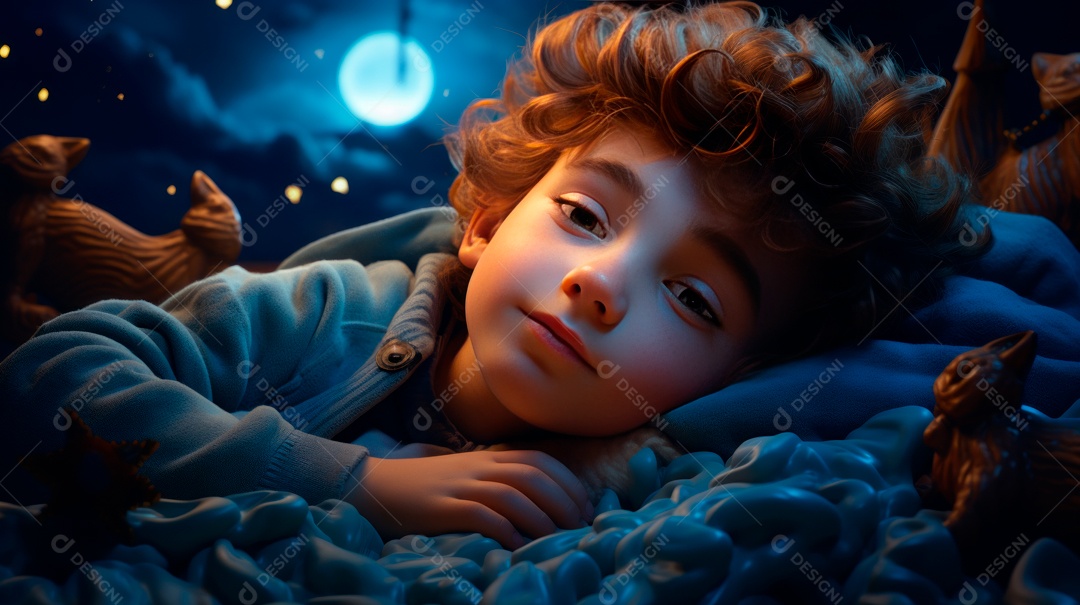 Desenho infantil Dia Mundial do Sono, 15 de março IA generativa.