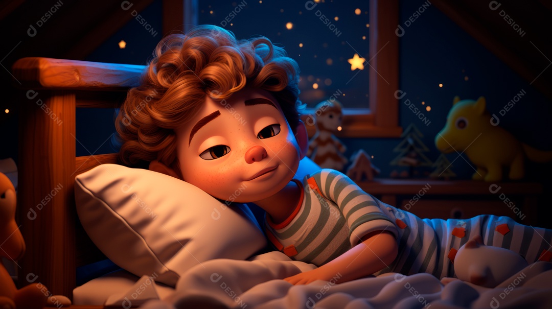 Desenho infantil Dia Mundial do Sono, 15 de março IA generativa.