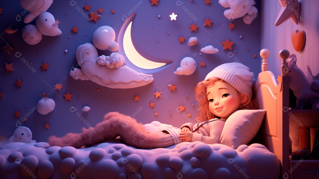 Desenho infantil Dia Mundial do Sono, 15 de março IA generativa.