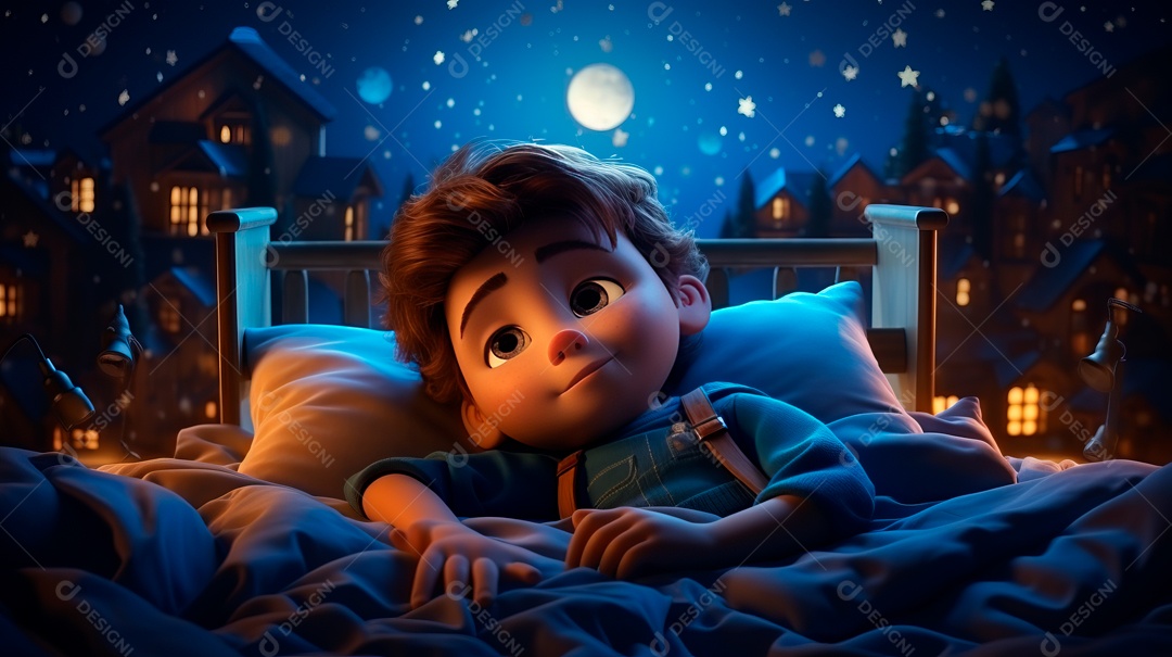 Desenho infantil Dia Mundial do Sono, 15 de março IA generativa.