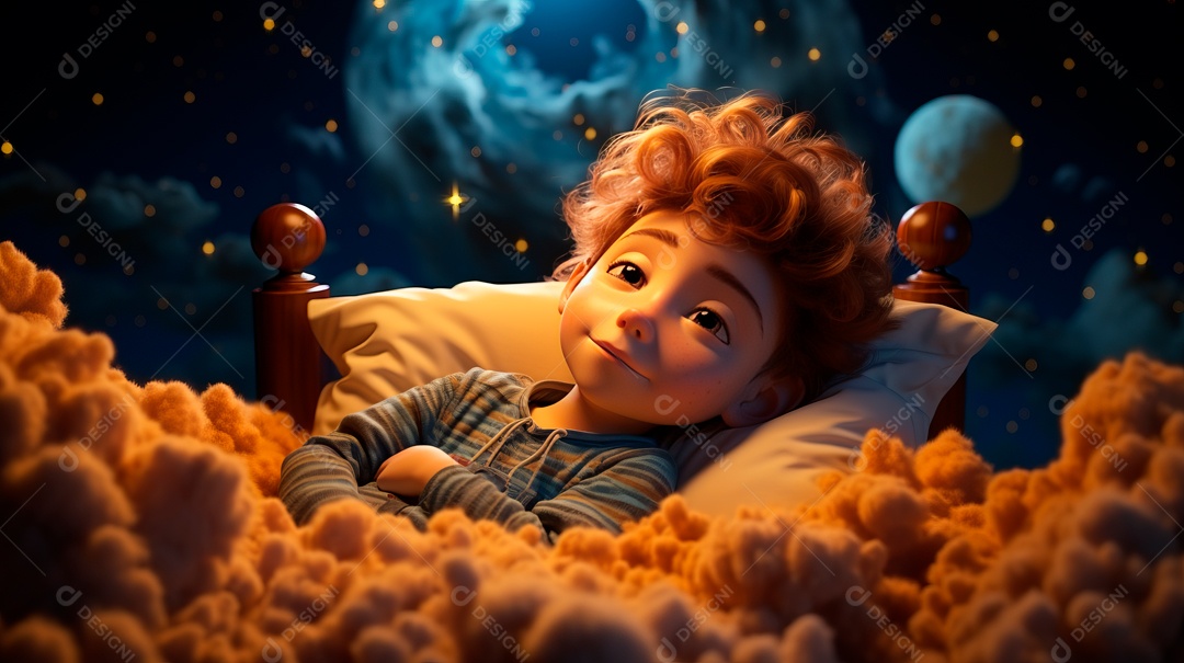 Desenho infantil Dia Mundial do Sono, 15 de março IA generativa.