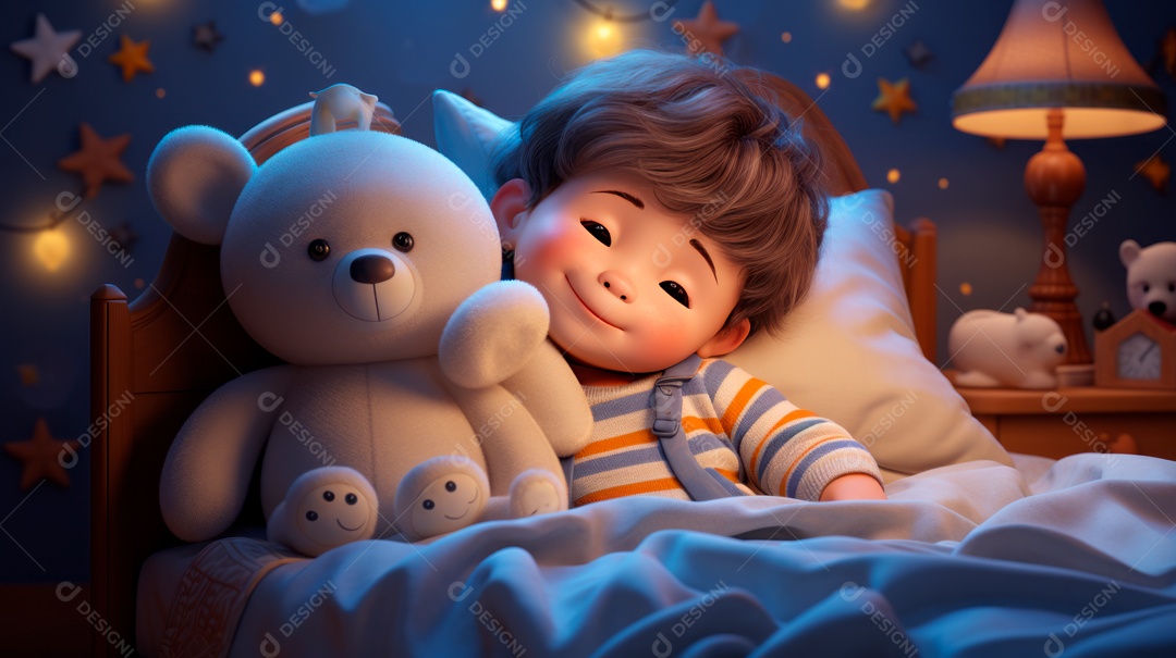 Desenho infantil Dia Mundial do Sono, 15 de março IA generativa.