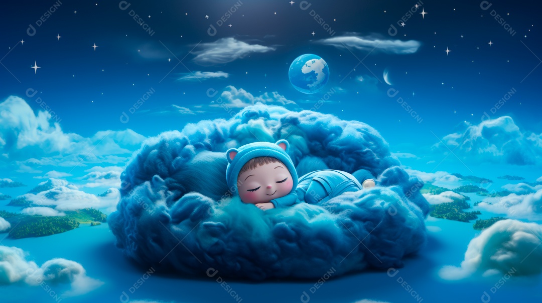 Desenho infantil Dia Mundial do Sono, 15 de março IA generativa.