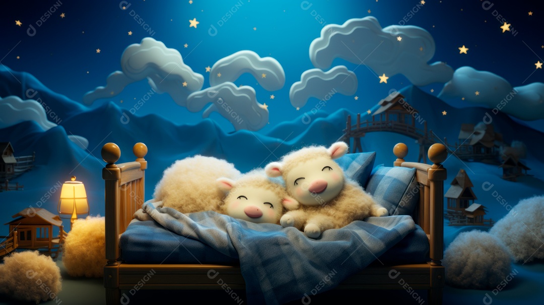 Desenho infantil Dia Mundial do Sono, 15 de março IA generativa.