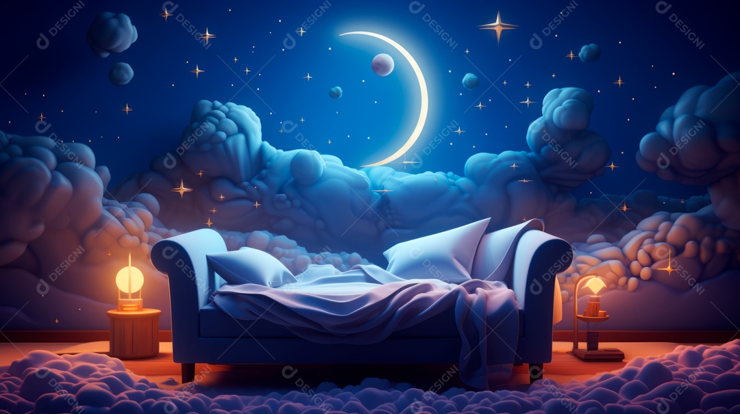 Desenho infantil Dia Mundial do Sono, 15 de março IA generativa.