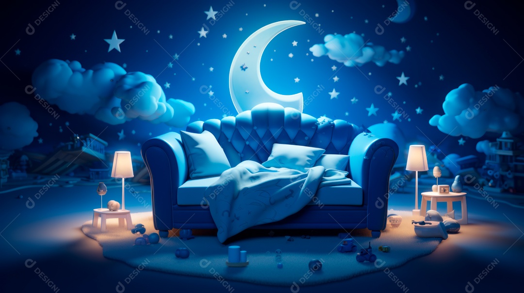 Desenho infantil Dia Mundial do Sono, 15 de março IA generativa.